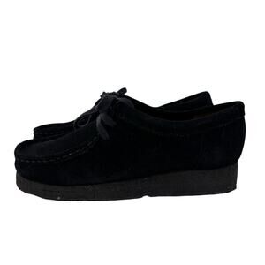 Clarks Womens Size 6.5 Wallabees Black Suede Chukka Boot